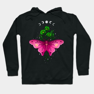 Celestial Moth and Floral Hoodie